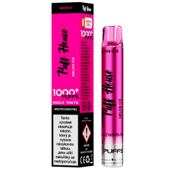 Jednorázová e-cigareta Puff House 1000+ potáhnutí, Melon Ice