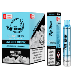 Jednorázová e-cigareta Puff House 1000+ potáhnutí, Energy Drink