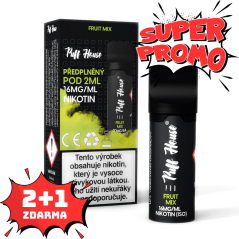 Vorgefülltes POD Puff House, Fruit Mix, Nikotin 16 mg/ml, 2+1 FREE