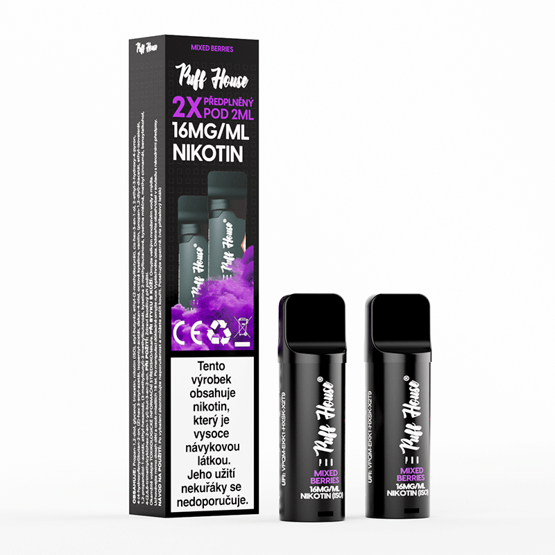 DOUBLE PACK - pedplněný POD Puff House 2ks, Mixed Berries, Nikotin 16mg/ml