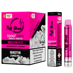 Jednorázová e-cigareta Puff House 1000+ potáhnutí, Melon Ice
