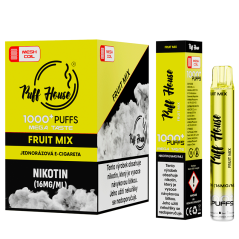 Jednorázová e-cigareta Puff House 1000+ potáhnutí, Fruit Mix