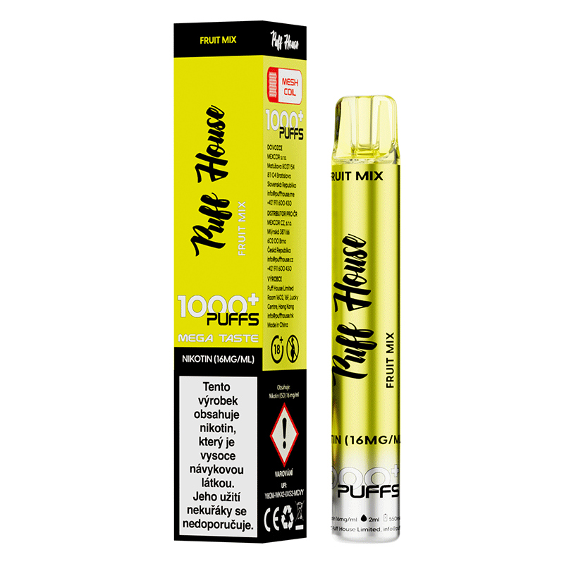 Jednorázová e-cigareta Puff House 1000+ potáhnutí, Fruit Mix