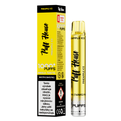 Jednorázová e-cigareta Puff House 1000+ potáhnutí, Pineapple Ice, 2+1 ZDARMA