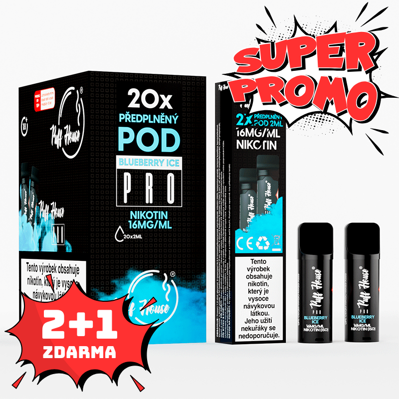 Prefilled POD Puff House 2pcs, Blueberry Ice, 2+1 FREE