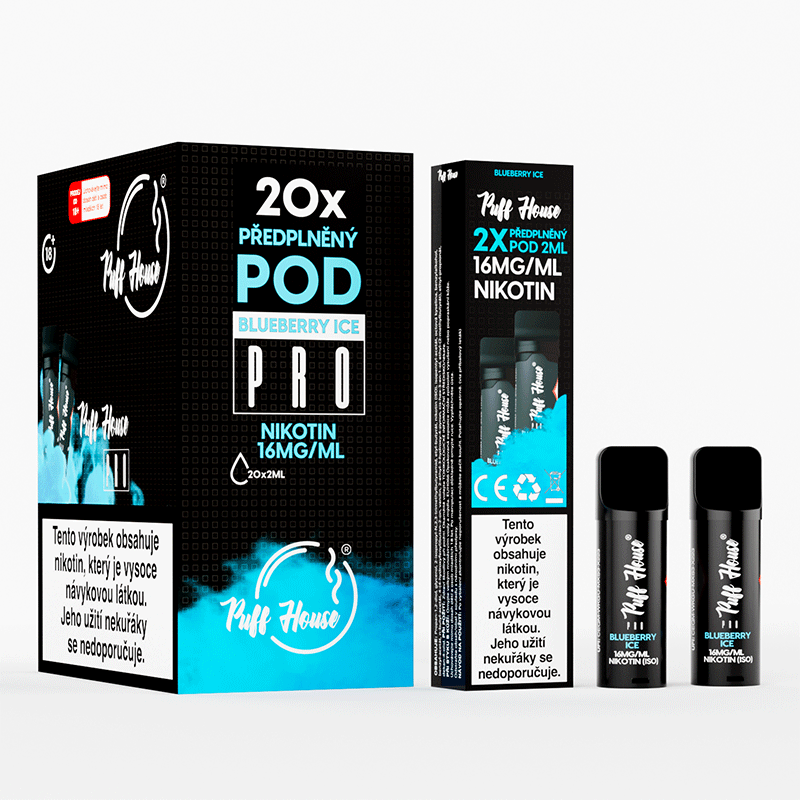 DOUBLE PACK - předplněný POD Puff House 2ks, Blueberry Ice, Nikotin 16mg/ml