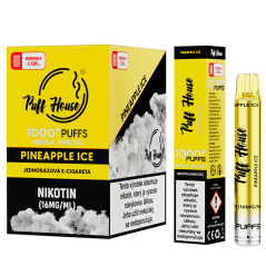 Jednorázová e-cigareta Puff House 1000+ potáhnutí, Pineapple Ice