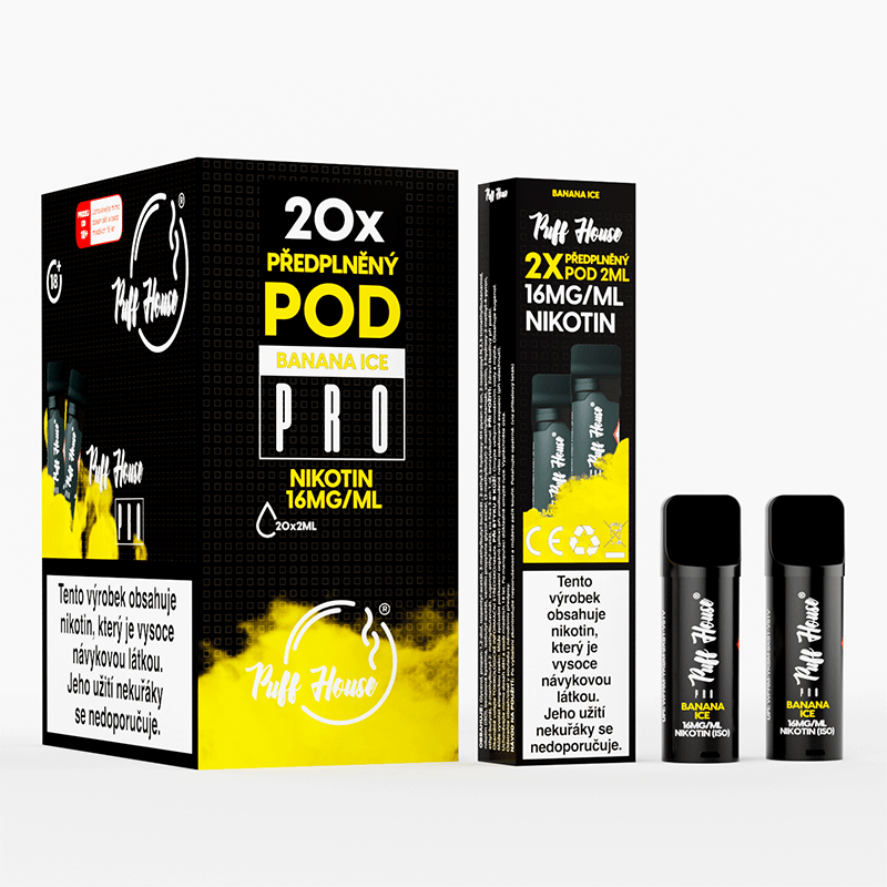 DOUBLE PACK - předplněný POD Puff House 2ks, Banana Ice, Nikotin 16mg/ml