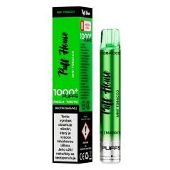 Jednorázová e-cigareta Puff House 1000+ potáhnutí, Mint Tobacco