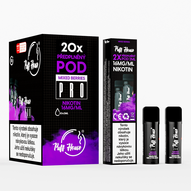DOUBLE PACK - pedplněný POD Puff House 2ks, Mixed Berries, Nikotin 16mg/ml