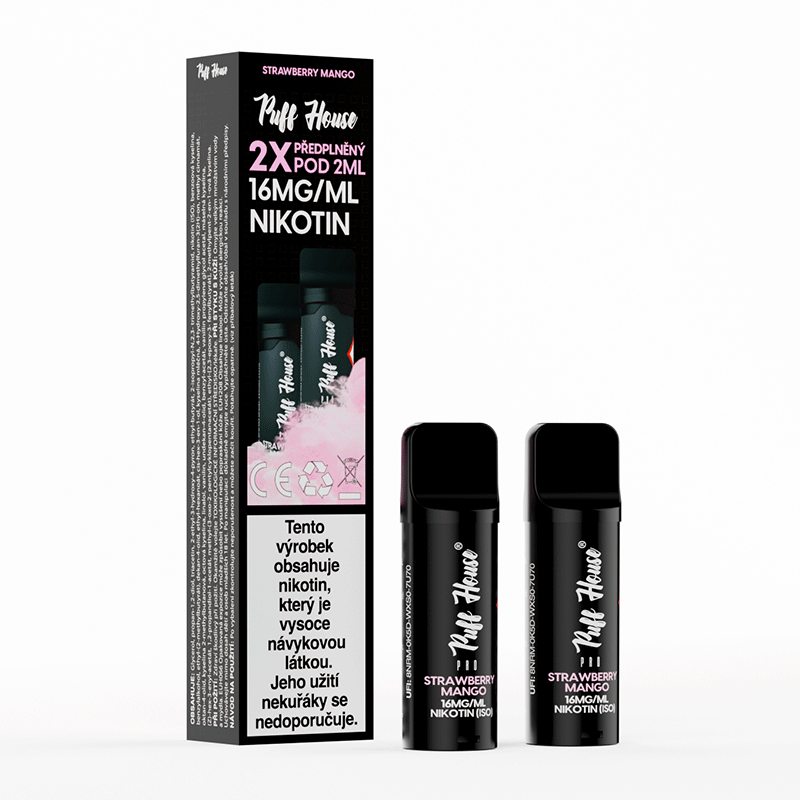 DOUBLE PACK - předplněný POD Puff House 2ks, Strawberry Mango, Nikotin 16mg/ml