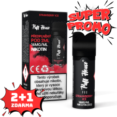 Předplněný POD Puff House - Strawberry Ice, 2+1 ZDARMA