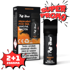 Vorgefülltes POD Puff House, Mango Ice, Nikotin 16 mg/ml, 2+1 FREE
