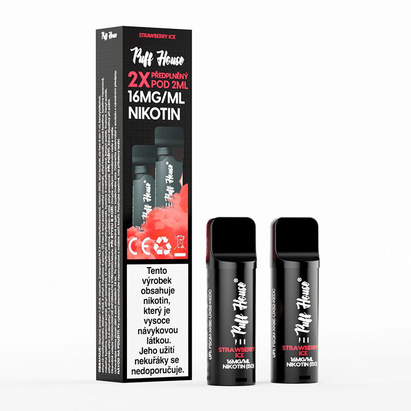 DOUBLE PACK - předplněný POD Puff House 2ks, Strawberry Ice, Nikotin 16mg/ml