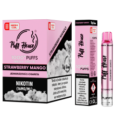 Jednorázová e-cigareta Puff House 1000+ potáhnutí, Strawberry Mango