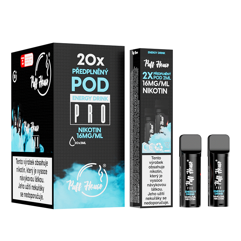 DOUBLE PACK - předplněný POD Puff House 2ks, Energy Drink, Nikotin 16mg/ml