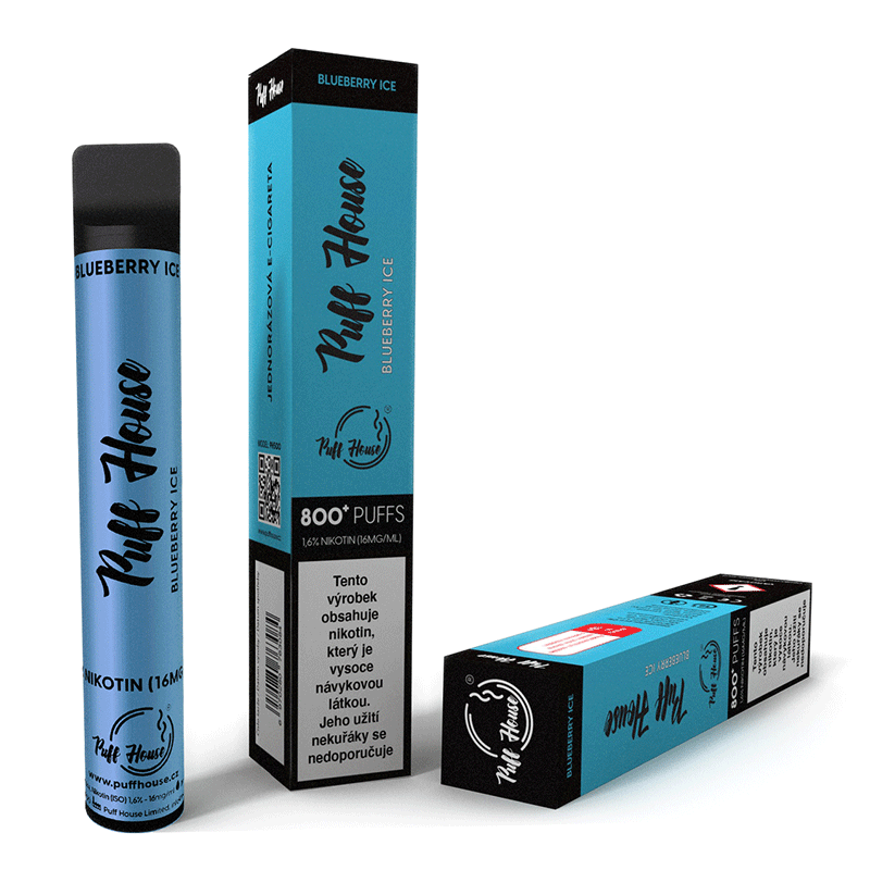 Jednorázová e-cigareta Puff House - 800+ potáhnutí, Blueberry Ice
