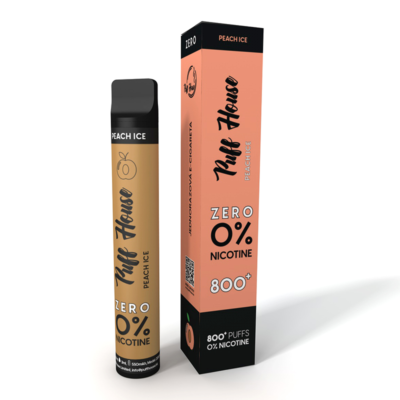 Jednorázová e-cigareta Puff House, Peach Ice ZERO 800+