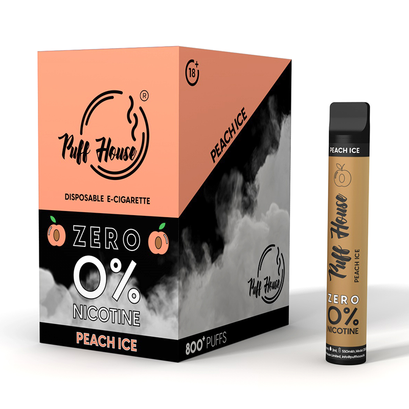 Jednorázová e-cigareta Puff House, Peach Ice ZERO 800+