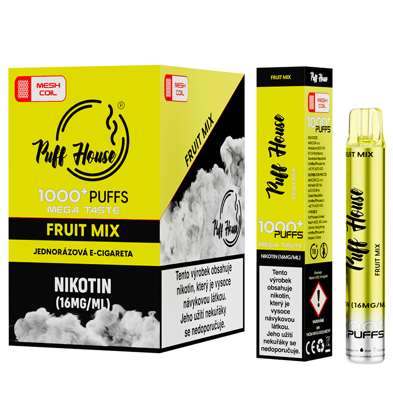 Jednorázová e-cigareta Puff House 1000+ potáhnutí, Fruit Mix
